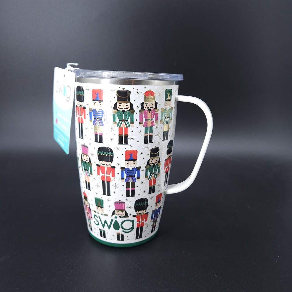 NEW Swig Life 18oz Travel Mug Handle Classic Nutcracker Insulated Cup Christmas